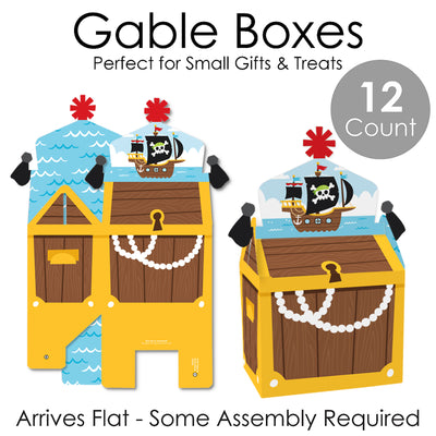 Pirate Ship Adventures - Treat Box Party Favors - Skull Birthday Party Goodie Gable Boxes - Set of 12