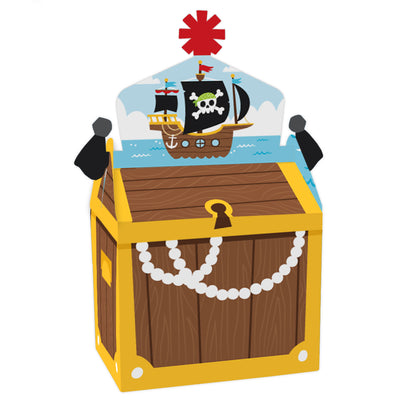 Pirate Ship Adventures - Treat Box Party Favors - Skull Birthday Party Goodie Gable Boxes - Set of 12