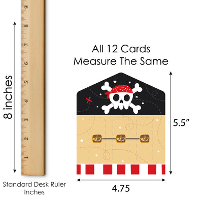 Pirate Ship Adventures - Skull Birthday Party Game Pickle Cards - Pull Tabs 3-in-a-Row - Set of 12