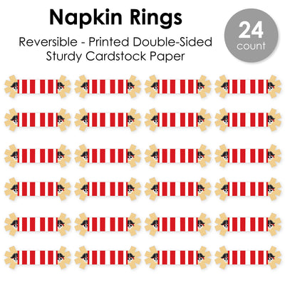Pirate Ship Adventures - Skull Birthday Party Paper Napkin Holder - Napkin Rings - Set of 24