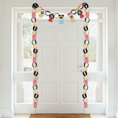 Pirate Ship Adventures - 90 Chain Links and 30 Paper Tassels Decor Kit - Skull Birthday Party Paper Chains Garland - 21 feet