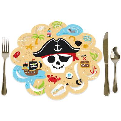 Pirate Ship Adventures - Skull Birthday Party Round Table Decorations - Paper Chargers - Place Setting For 12