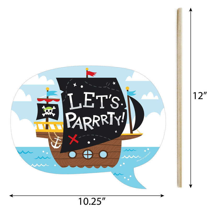 Funny Pirate Ship Adventures - Skull Birthday Party Photo Booth Props Kit - 10 Piece