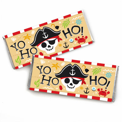 Pirate Ship Adventures - Candy Bar Wrapper Skull Birthday Party Favors - Set of 24