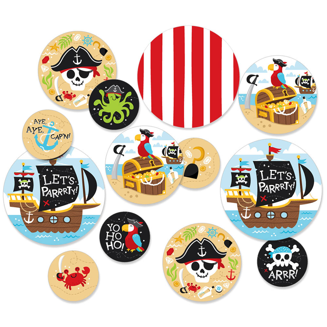Pirate Ship Adventures - Skull Birthday Party Giant Circle Confetti - Party Decorations - Large Confetti 27 Count