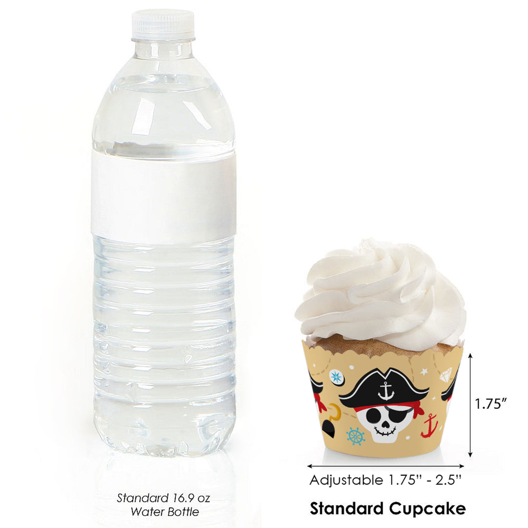 Pirate Ship Adventures - Skull Birthday Party Decorations - Party Cupcake Wrappers - Set of 12