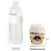 Pirate Ship Adventures - Skull Birthday Party Decorations - Party Cupcake Wrappers - Set of 12