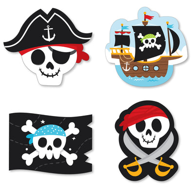 Pirate Ship Adventures - DIY Shaped Skull Birthday Party Cut-Outs - 24 Count