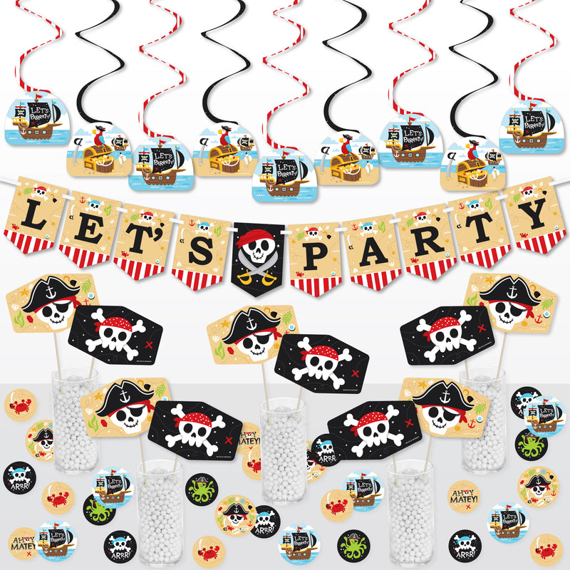 Pirate Ship Adventures - Skull Birthday Party Supplies Decoration Kit - Decor Galore Party Pack - 51 Pieces