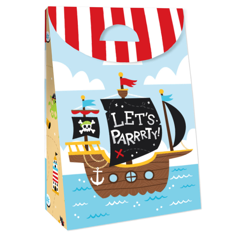 Pirate Ship Adventures - Skull Birthday Gift Favor Bags - Party Goodie Boxes - Set of 12