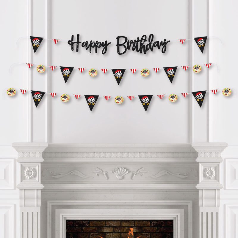 Pirate Ship Adventures - Skull Birthday Party Letter Banner Decoration - 36 Banner Cutouts and Happy Birthday Banner Letters