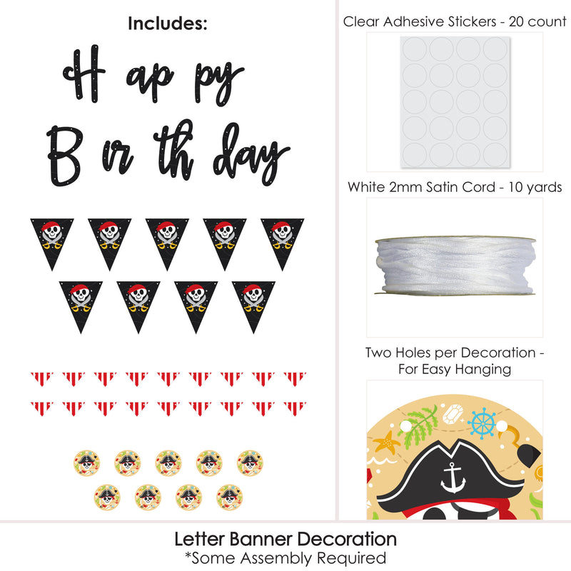 Pirate Ship Adventures - Skull Birthday Party Letter Banner Decoration - 36 Banner Cutouts and Happy Birthday Banner Letters