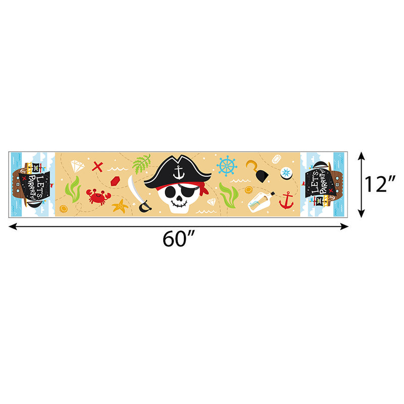 Pirate Ship Adventures - Petite Skull Birthday Party Paper Table Runner - 12 x 60 inches