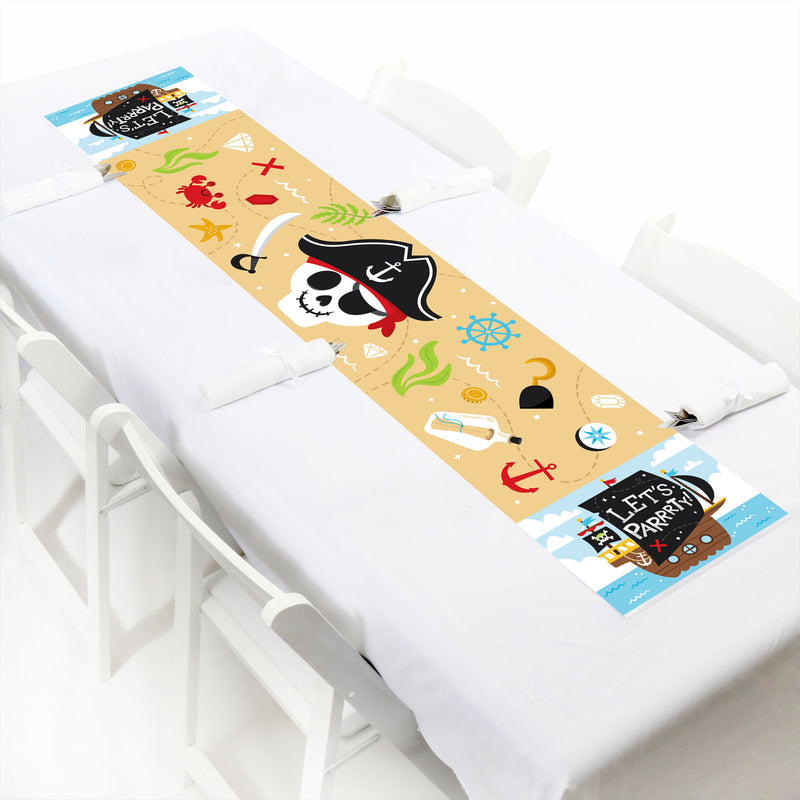 Pirate Ship Adventures - Petite Skull Birthday Party Paper Table Runner - 12 x 60 inches