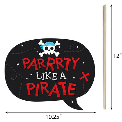 Pirate Ship Adventures - Skull Birthday Party Photo Booth Props Kit - 20 Count