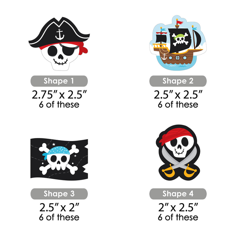 Pirate Ship Adventures - Paper Straw Decor - Skull Birthday Party Striped Decorative Straws - Set of 24