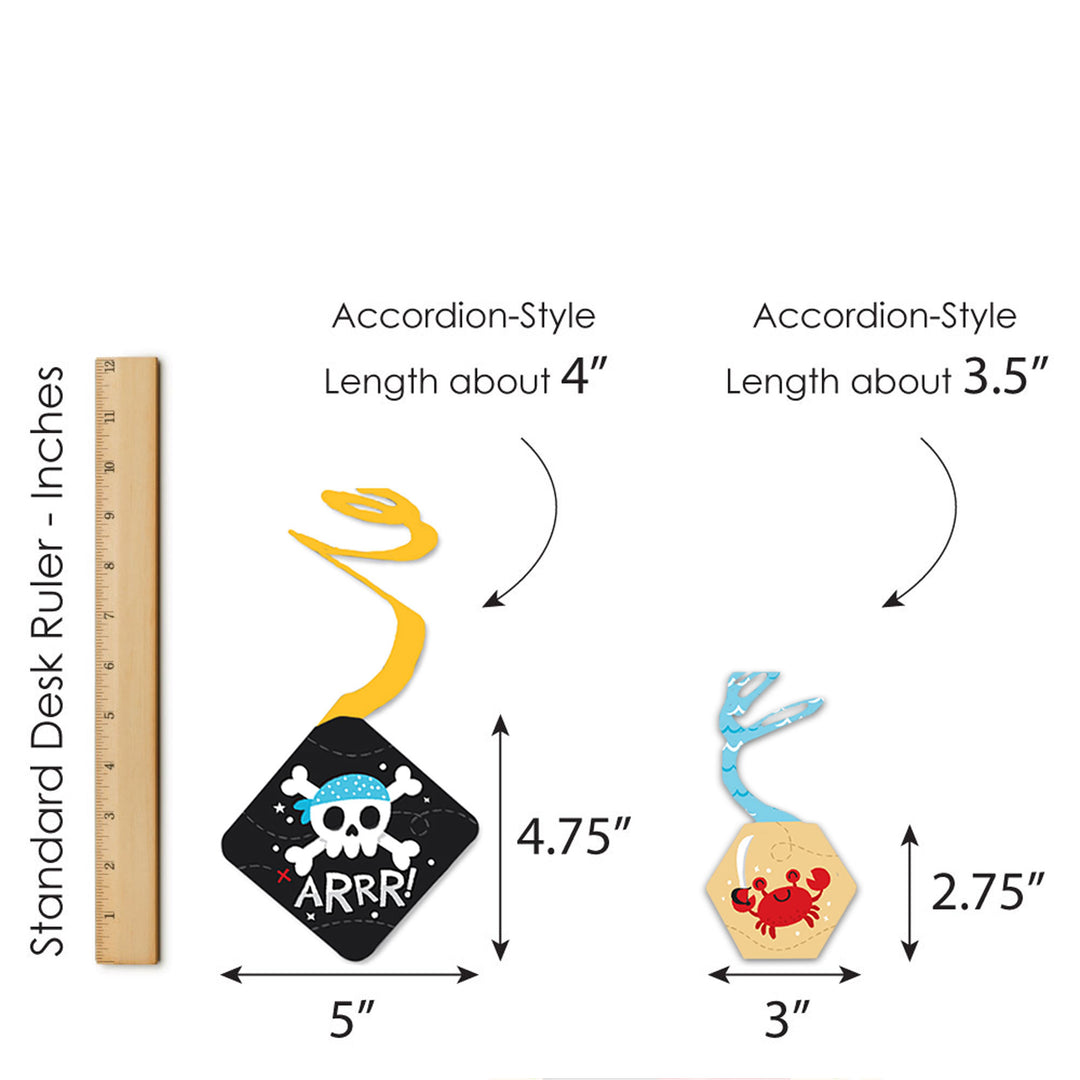 Pirate Ship Adventures - Skull Birthday Party Hanging Decor - Party Decoration Swirls - Set of 40