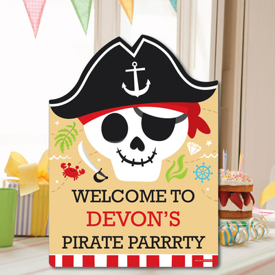 Pirate Ship Adventures - Party Decorations - Skull Birthday Party Personalized Welcome Yard Sign