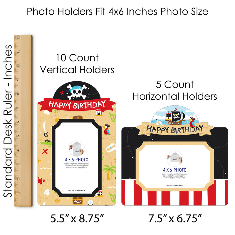 Pirate Ship Adventures - Skull Birthday Party Picture Centerpiece Sticks - Photo Table Toppers - 15 Pieces