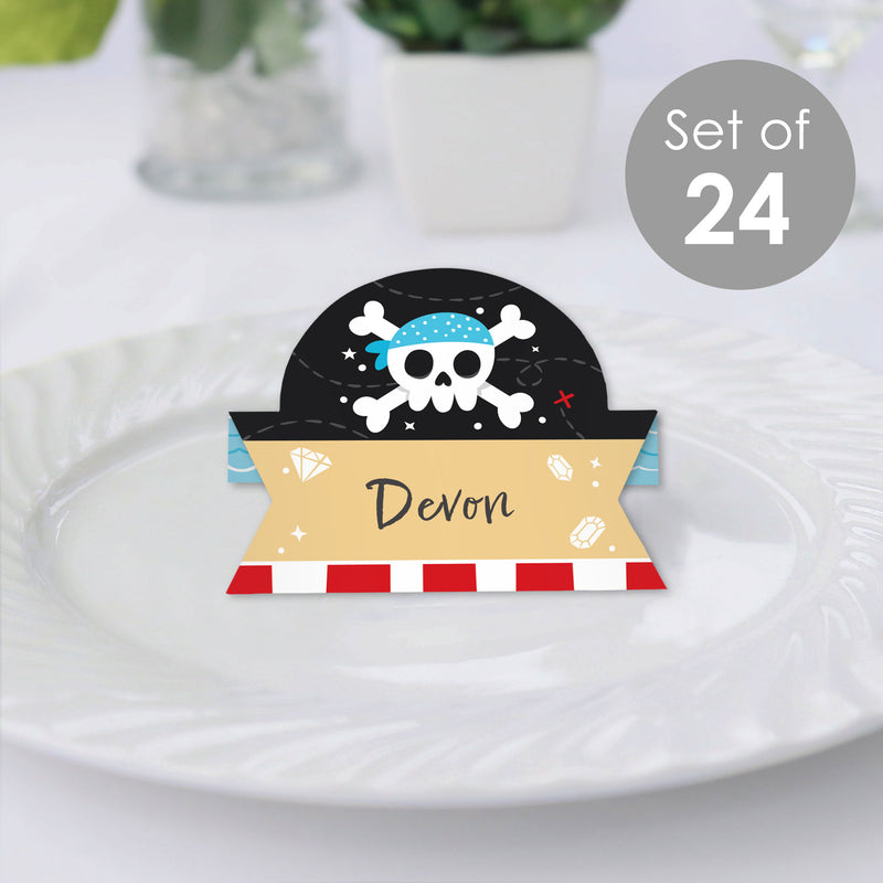 Pirate Ship Adventures - Skull Birthday Party Tent Buffet Card - Table ...
