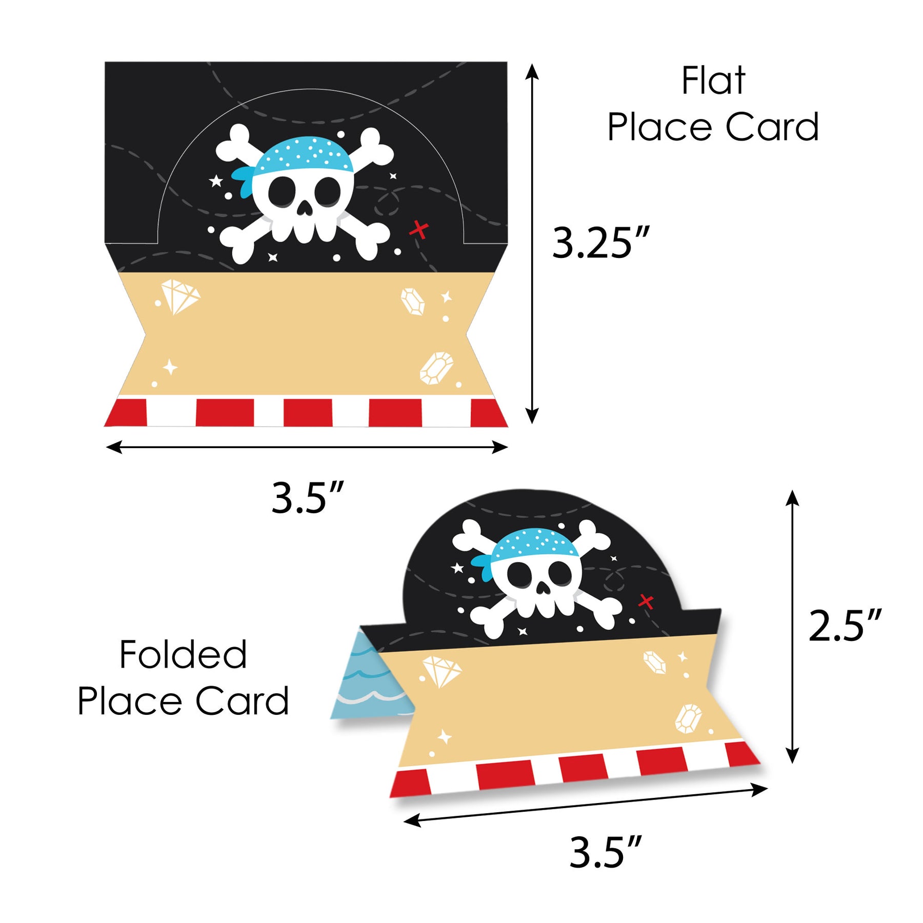 Pirate Ship Adventures - Skull Birthday Party Tent Buffet Card - Table ...