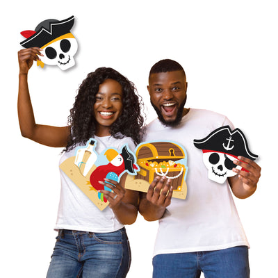 Pirate Ship Adventures - Yard Sign and Outdoor Lawn Decorations - Skull Birthday Party Yard Signs - Set of 8