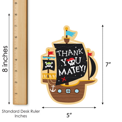 Pirate Ship Adventures - Shaped Thank You Cards - Skull Birthday Party Thank You Note Cards with Envelopes - Set of 12