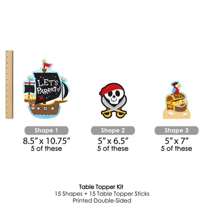 Pirate Ship Adventures - Skull Birthday Party Centerpiece Sticks - Table Toppers - Set of 15