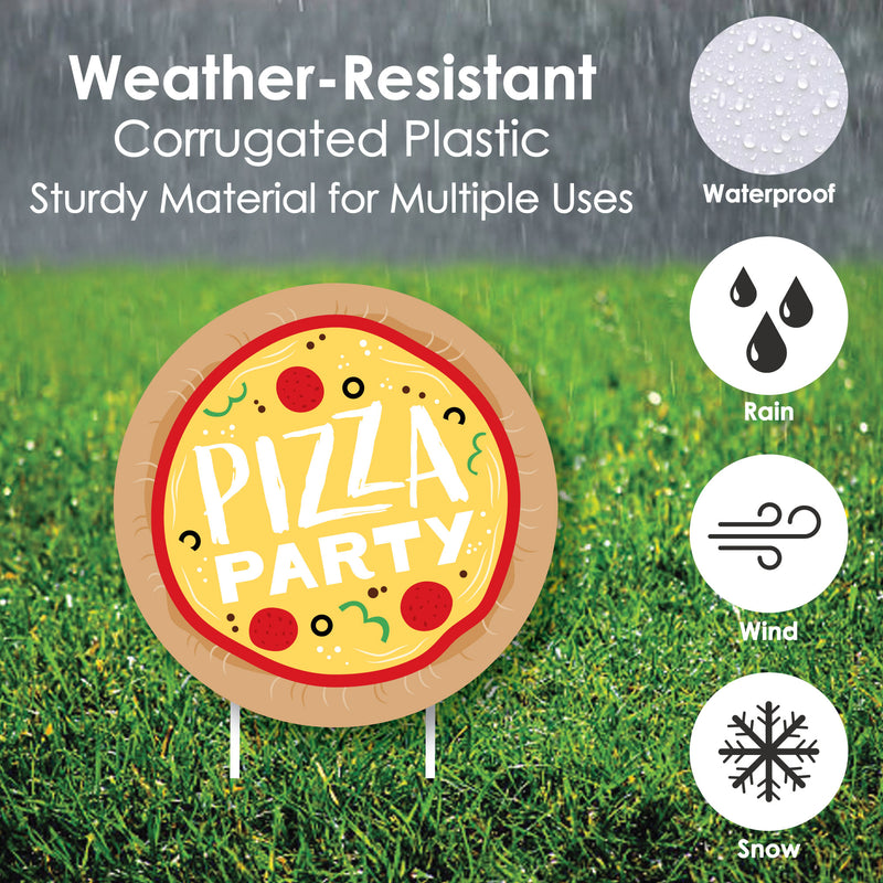 Pizza Party Time - Lawn Decorations - Outdoor Baby Shower or Birthday Party Yard Decorations - 10 Piece