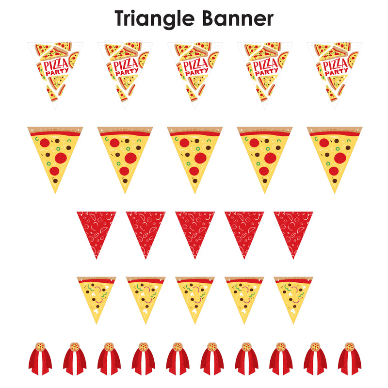 Pizza Party Time - DIY Baby Shower or Birthday Party Pennant Garland Decoration - Triangle Banner - 30 Pieces