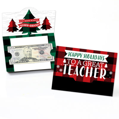 Plaid Teacher Appreciation - Holiday and Christmas Gifts Money And Gift Card Holders - Set of 8