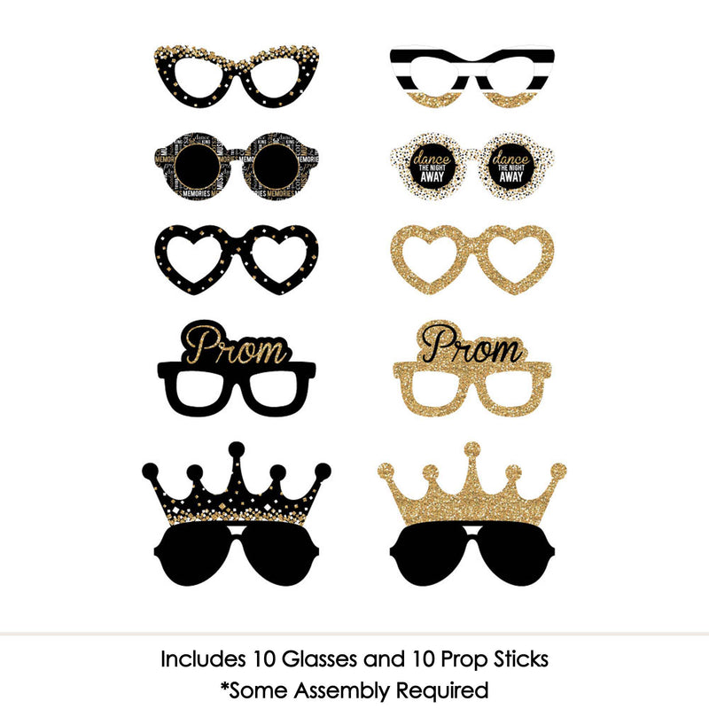 Prom Glasses - Prom Night Paper Card Stock Prom Party Photo Booth Props Kit - 10 Count