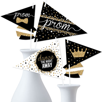 Prom - Triangle Prom Night Party Photo Props - Pennant Flag Centerpieces - Set of 20