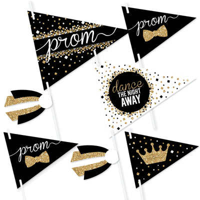 Prom - Triangle Prom Night Party Photo Props - Pennant Flag Centerpieces - Set of 20