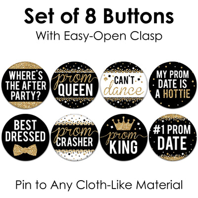 Prom - 3 inch Prom Night Party Badge - Pinback Buttons - Set of 8