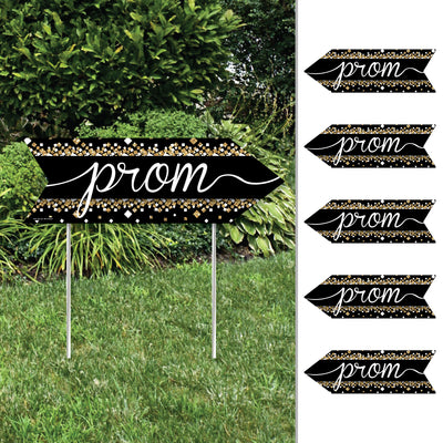 Prom - Arrow Prom Night Party Direction Signs - Double Sided Outdoor Yard Signs - Set of 6