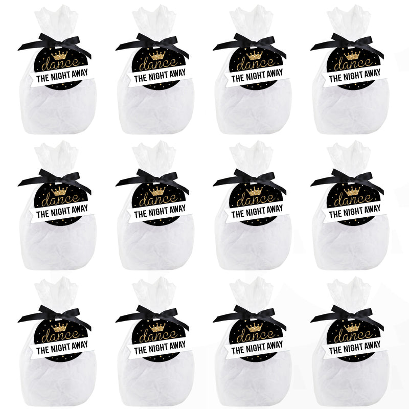 Prom - Prom Night Party Clear Goodie Favor Bags - Treat Bags With Tags - Set of 12