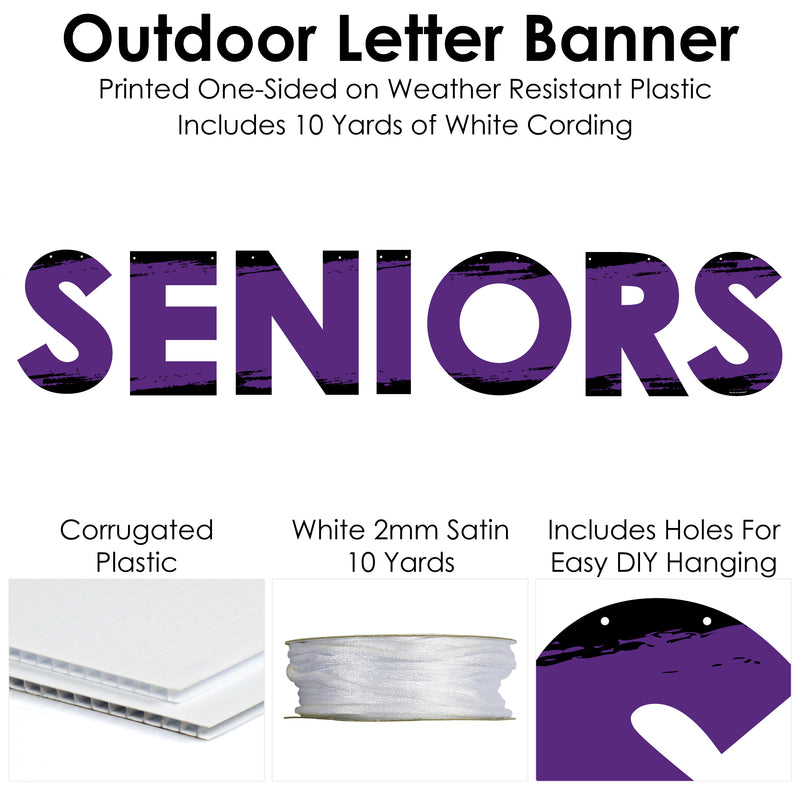 Purple Senior Night - High School Sports and Graduation Party Decorations - Seniors - Outdoor Letter Banner