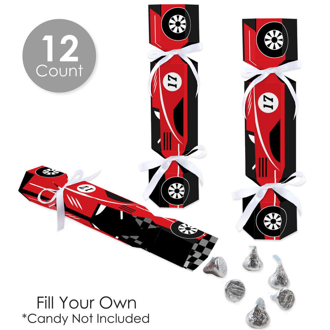 Let’s Go Racing - Racecar - No Snap Race Car Birthday Party or Baby Shower Party Table Favors - DIY Cracker Boxes - Set of 12