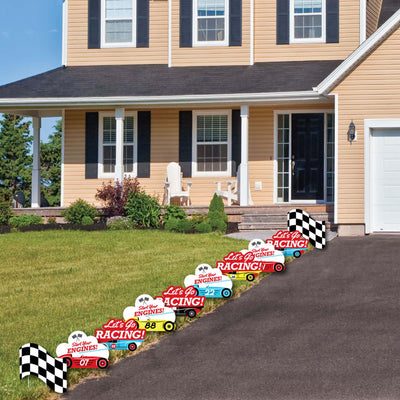 Let's Go Racing - Racecar - Lawn Decorations - Outdoor Race Car Birthday Party or Baby Shower Yard Decorations - 10 Piece