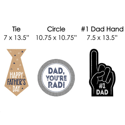 My Dad is Rad - Tie and #1 Dad Hand Lawn Decorations - Outdoor Father's Day Yard Decorations - 10 Piece