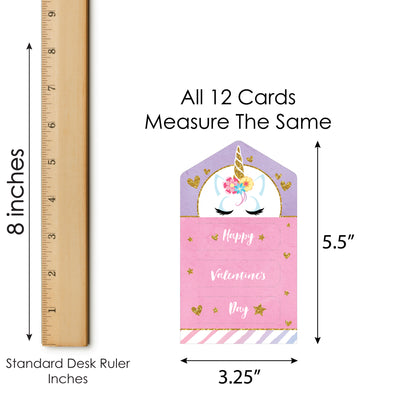 Rainbow Unicorn - Magical Unicorn Cards for Kids - Happy Valentine’s Day Pull Tabs - Set of 12