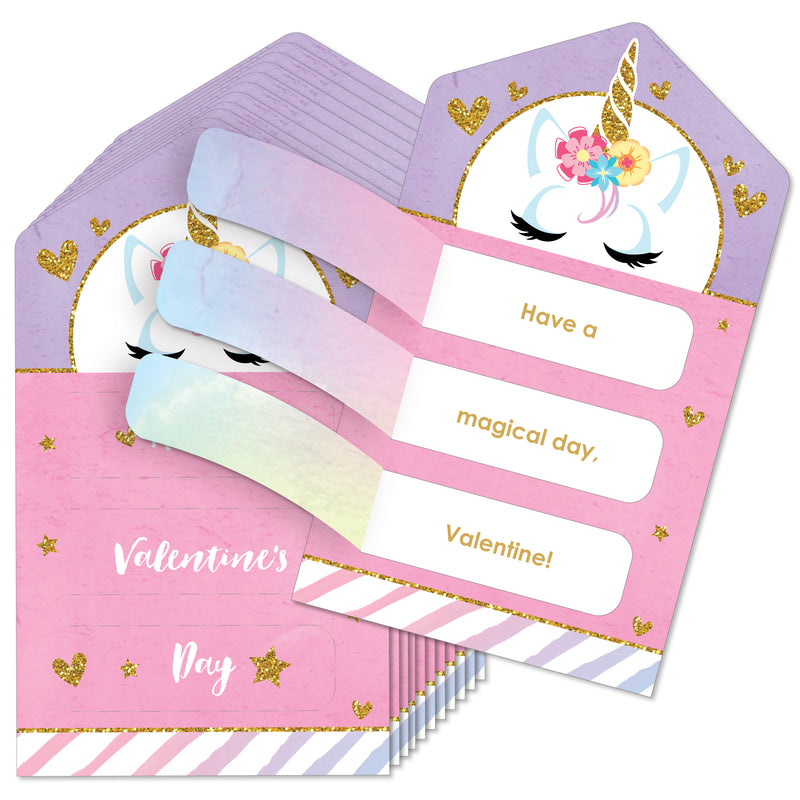 Rainbow Unicorn - Magical Unicorn Cards for Kids - Happy Valentine’s Day Pull Tabs - Set of 12