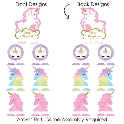 Rainbow Unicorn - Magical Unicorn Baby Shower or Birthday Party Centerpiece Table Decorations - Tabletop Standups - 7 Pieces