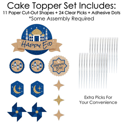 Ramadan - Eid Mubarak Cake Decorating Kit - Happy Eid Cake Topper Set - 11 Pieces