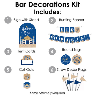 Ramadan - DIY Eid Mubarak Party Signs - Snack Bar Decorations Kit - 50 Pieces