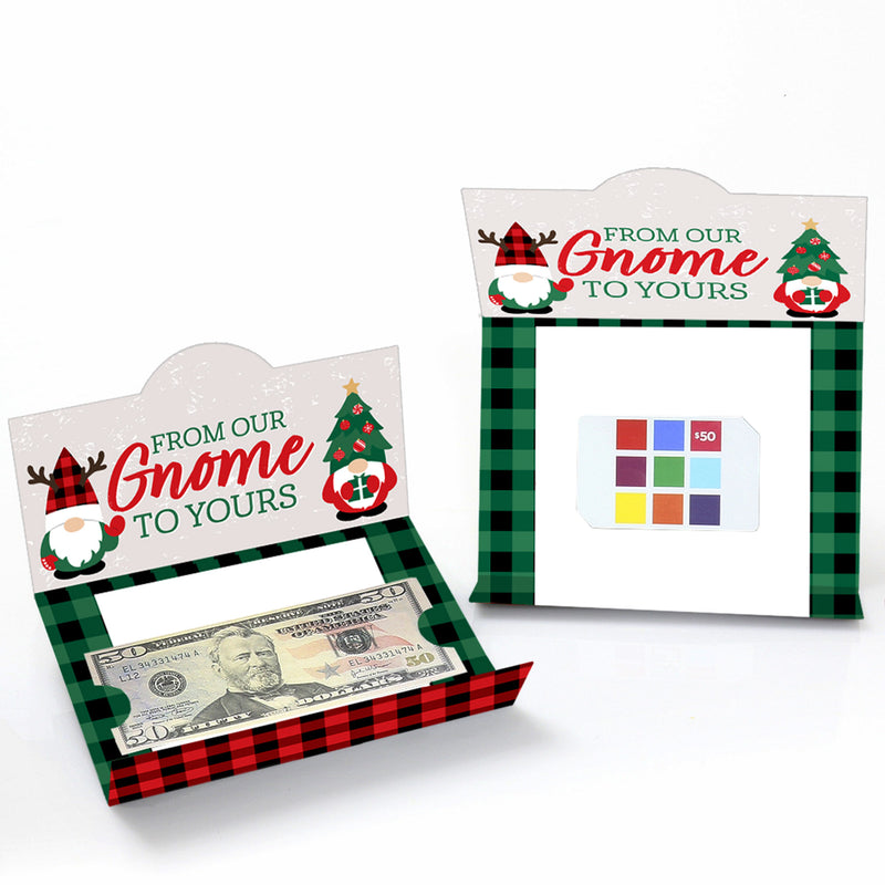 Red and Green Holiday Gnomes - Christmas Party Money And Gift Card Holders - Set of 8