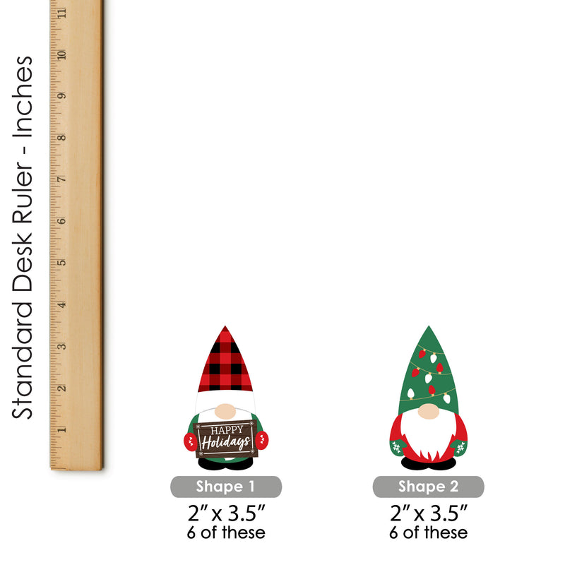 Red and Green Holiday Gnomes - DIY Shaped Christmas Party Cut-Outs - 24 Count