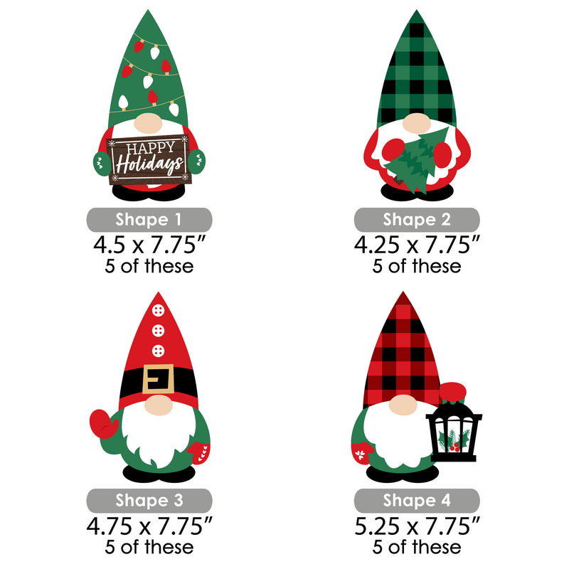 Red and Green Holiday Gnomes - Decorations DIY Christmas Party Essentials - Set of 20