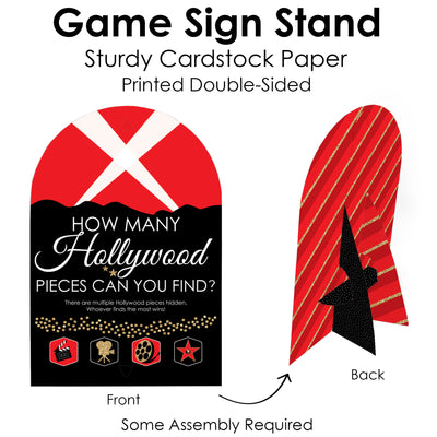 Red Carpet Hollywood - Movie Night Party Scavenger Hunt - 1 Stand and 48 Game Pieces - Hide and Find Game